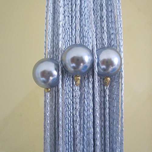 Perle Rund tangpan beadeds Tür Vorhang Raumteiler Fenster Bildschirm, Polyester, silbergrau, 100_x_200_cm
