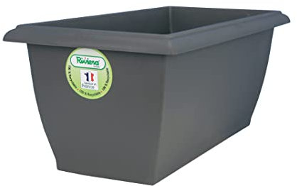 Riviera Jardinera Rectangular, 80 x 40 cm, Gris