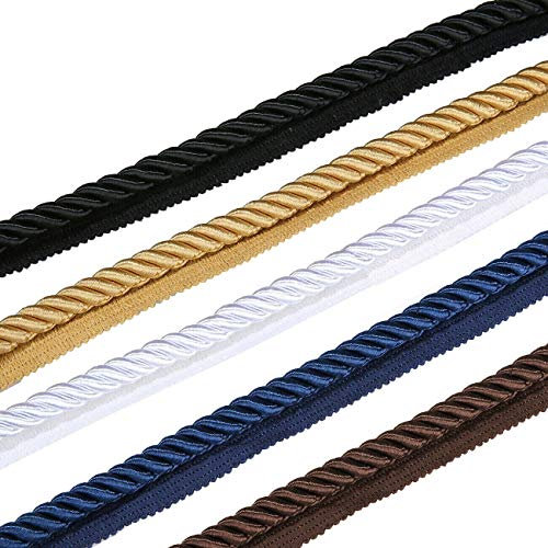 Neotrims Piping & Cord Thick Silky Barley Twist Trimming Braid,Flanged Insertion,Upholstery,Curtains, Craft Home Decoration. 8mm & 10mm. Strong, Durable. Silver Grey (Cord Only), 3 Meters