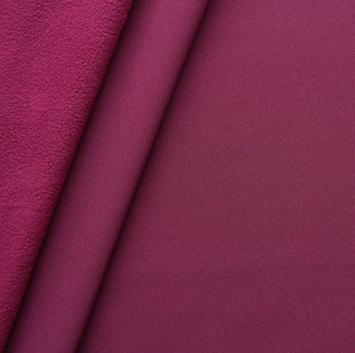 STOFFKONTOR Softshell Fleece Stoff Meterware, Wasserabweisender Softshell-Stoff mit Fleece zum Nähen - Bordeaux