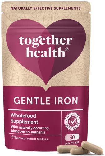 Gentle Iron – Together Health – Whole Food Nutrients – Iron and B Vitamins Vegan Friendly – Made in The UK – 30 Vegecaps
