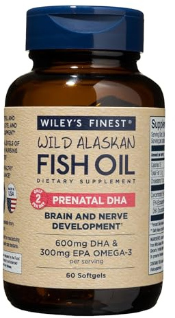 Wiley's Finest Wild Alaskan Fish Oil Prenatal DHA, 60 Count (Pack of 1)