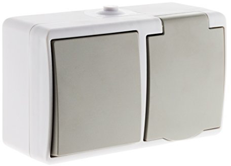 Zenitech - Conmutador + toma 2P+T IP54 - Gris claro