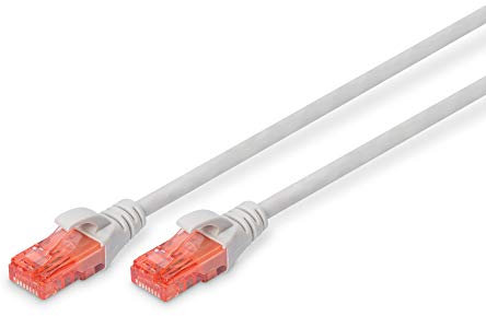 DIGITUS Cable LAN Cat 6 - 0,5m - Cable de red CCA con RJ45 - U/UTP sin apantallar - Compatible con Cat-6A y Cat-5e - Gris
