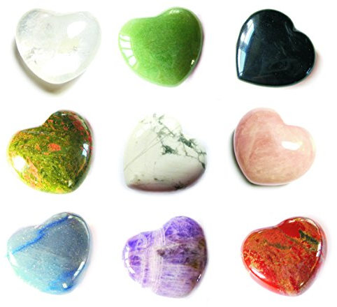 50 Stck Edelstein-Herzen - ca. 4,5 x 4 cm - bunte Mischung - Feng Shui - Liebe - Partnerschaft - Glcksbringer - Handschmeichler - Valentinsgeschenk - A++ Qualitt