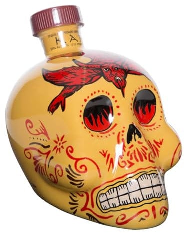 KAH Reposado Tequila 70cl, 40% ABV, Day of the Dead Decorated Bottle, 100% Blue Agave, Double Distilled & Oak Cask Aged