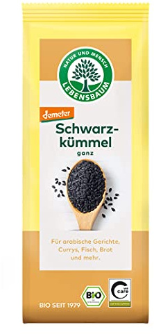 Lebensbaum Schwarz-Kümmel ganz, Bio-Gewürz mit würzigem Aroma & leicht pfeffrigem Geschmack, Nigella für Gemüse-Curry, Fladenbrot & Fisch, vegan, 50g