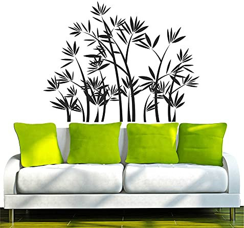 INDIGOS UG - Wandtattoo Wohnzimmer - Wandaufkleber Schilf Bambus Ranke 80x- 62cm, schwarz w209 - Aufkleber Kinderzimmer Schlafzimmer Küche Badezimmer Büro Dekoration
