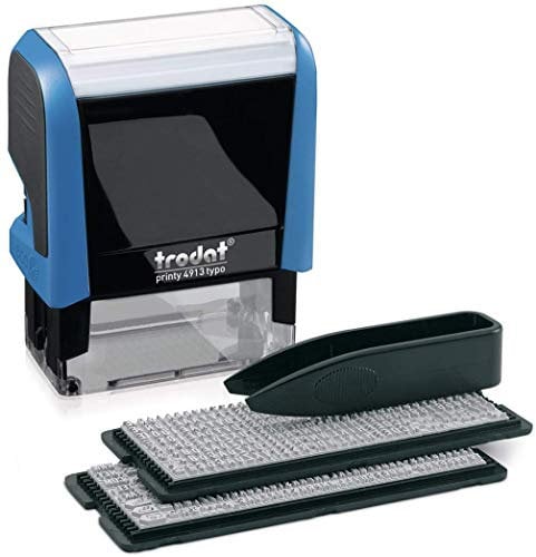 Trodat – Printy 4913 Typo Stempel zum selber Setzen von Text – selbstfärbender Stempel als Bürostempel, Adressstempel, Namensstempel & Co (58 x 22 mm | 5 Zeilen | Schwarz)