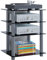 VCM HiFi Möbel | Rack Schrank Phono Regal | Alusäulen | ESG-Glasböden | Maße: H. 70 x B. 59 x T. 48 cm | Phono Mediaregal - Bilus Schwarzglas