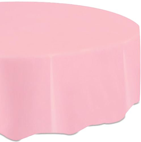 Unique Party - 50382 - Nappe Ronde en Plastique - 2,13 m - Rose Pastel