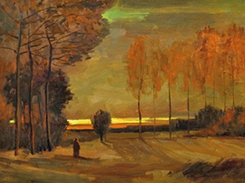 1art1 Vincent Van Gogh Herbstlandschaft In Der Abenddämmerung, 1885, 2-Teilig Selbstklebende Fototapete Poster-Tapete 240x180 cm