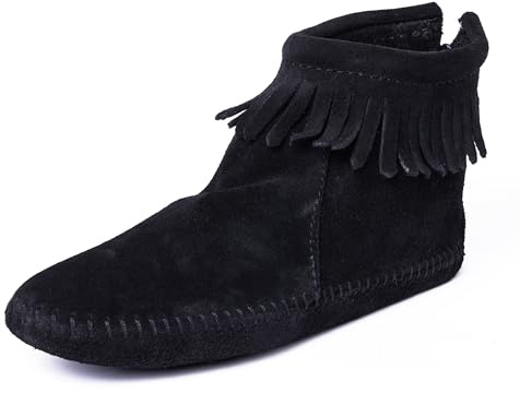Minnetonka Women's Back Zipper Bootie, Softsole Black, 8 M US