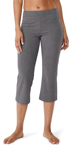 Jockey Damen Active Cotton Stretch Slim Flare Capri Yoga-Hose, Charcoal Heather, S