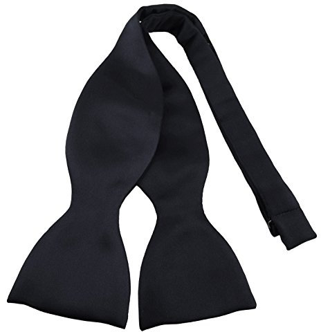 TigerTie Selbstbinder Querbinder Fliege aus 100% Polyester, Farbe Schwarz - Qualität in Satin + Geschenkbox mit Anleitung