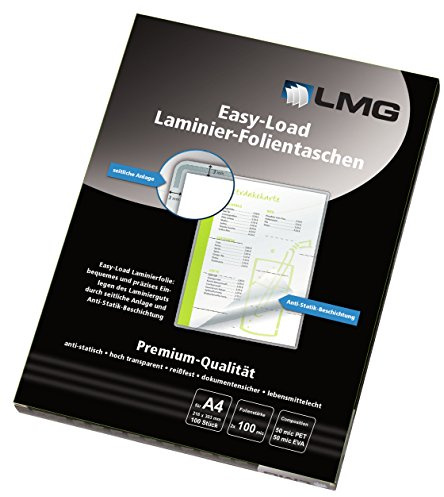 LMG LMGE-A4-100 Laminating Films Easy Entry a4, 216 x 303 mm, 2 x 100 microns, 100 Pieces