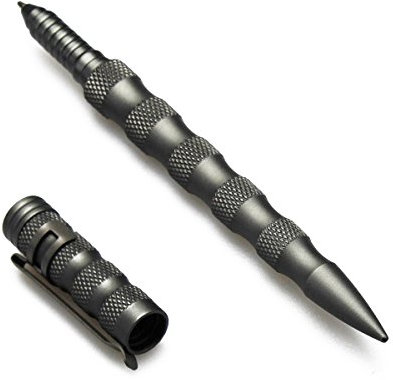 Uzi Tactical Pen, Kugelschreiber mit strukturierter Oberfläche, Gunmetal, Schwarz