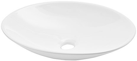 [neu.haus] Lavabo cerámico Lujoso en Forma Ovalada 50x35,5cm Blanco Lavabo sobre encimera