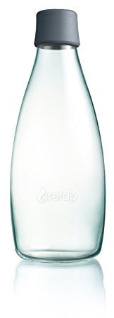 Retap ApS Grande Bouteille d'eau en Verre Borosilicate 0,8 Litre, Gris, 0.8 / Large