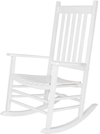 Shine Company Vermont Schaukelstuhl aus Holz, hohe Rückenlehne, Weiß