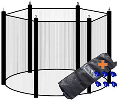 walexo Trampolin Sicherheitsnetz für 6 Stangensysteme (457 cm Ø, Schwarz/Schwarz)