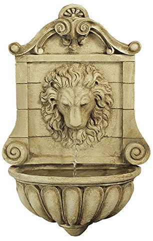 Primrose 50cm Stone Effect King Lion Head Fountain Outdoor Wall Mounted Water Feature Frost Resistant