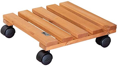 Wagner Carrello per Piante Nature 29 x 29 x 8 cm I per Interni I Carrello per Fiori in Legno Die conifere massello FSC®, Terracotta I Portavasocon Ruote I Portata 100 kg I Fatto in UE - 20015201