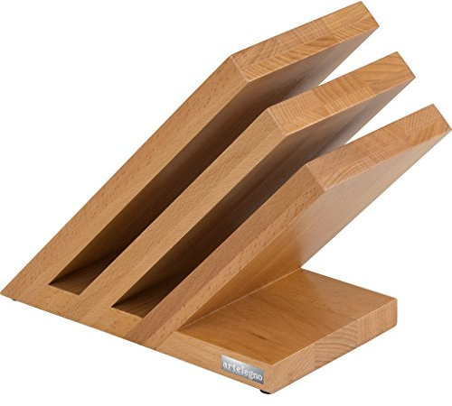 Arte Legno Magnetischer Messerblock, massives Buchenholz, 3 Paneele, luxuriöse italienische Venezia-Kollektion von Meisterhandwerkern, zeigt bis zu 6 hochwertige Messer, elegant, umweltfreundlich