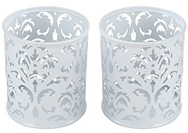 EasyPAG Desk Tidy Pen Pot Pencil Holder Makeup Brushes Storage Stationery Organiser,Pack of 2,White