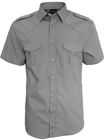 ROCK-IT Apparel Chemise à Manches Courtes pour Hommes au Style Militaire Américain - Chemise de Travailleur pour Les Loisirs Fabriquée en Europe - Charbon Large