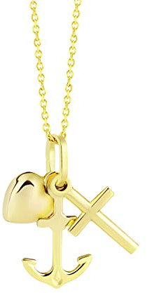 fish Goldkette Mit Anker Herz Und Kreuz Anhänger Verstellbare Länge Geschenkbox