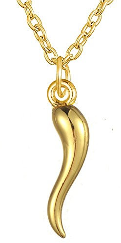 My Shape Vergoldete Halskette mit Anhänger aus italienischem Horn, Damenschmuck, Gold, No_Stone