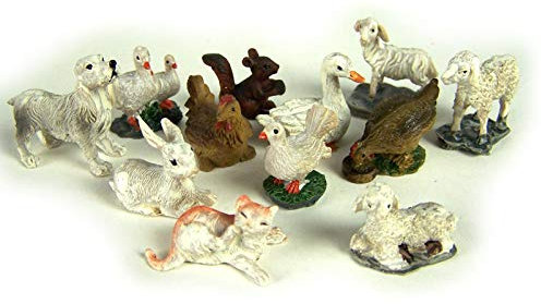 Tierset 12tlg. für 5 bis 7cm Figuren, handbemalen