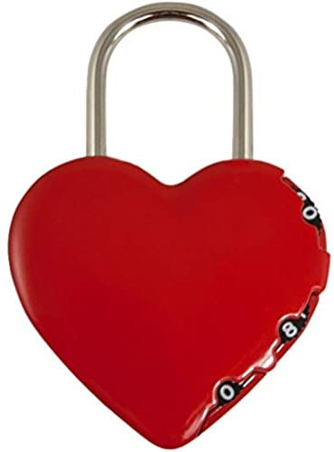 STANLEY Love Lock Schloss herzförmig und beschreibbar, 3-stellig, S742-065, Liebesschloss, Vorhangschloss, Zahlenschloss