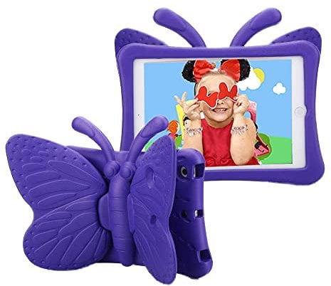 iPad Mini Case, iPad Mini 2 Case, iPad Mini 4 Case for Kids, Adorable Butterfly Wings Doubles as Kickstand Carrying Tablet Protective Case Cover for iPad mini 1/2/3/4 - Purple