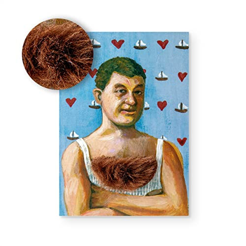 Inkognito Plüsch Postkarte, Anlass: ''flauschig'' im Motiv: ''Plüschkarte Brusttoupet'', Künstler/Künstlerin: ''Gritz-Steffi Gritz-Sowa '' Art-Nr.: 13452, aufgelegt vom Berliner Verlag