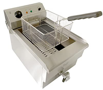 Davlex commercial electric deep fat chip fryer 13 litre tank single basket with drain tap