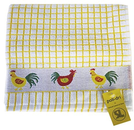 amuel Lamont & Sons Poli-dri Jacquard Tea Towel Yellow Chickens, Size 50cm x 70cm, 100% Cotton Terry Towelling , Ultra-absorbent & Super Soft, Machine washable, Yellow, One Size