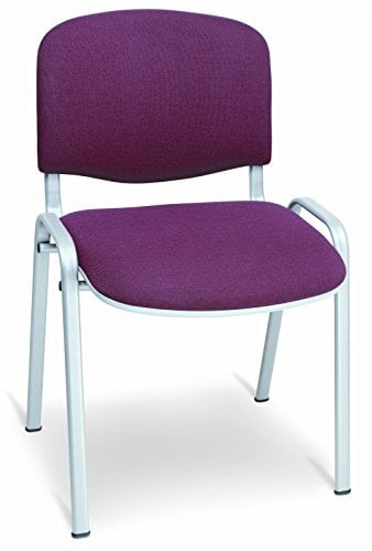 Europrimo Sedia da Ufficio Poltrona Fissa per Sala Attesa impilabile in Alluminio e Ecopelle Lilla