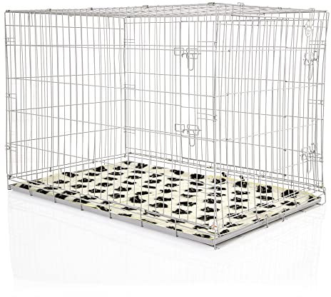 COZY PET Dog Cage 48 in Light Grey With Taylored Vet Bedding Metal Tray Folding Puppy Crate Cat Carrier Dog Crate. DC48G + VB48C
