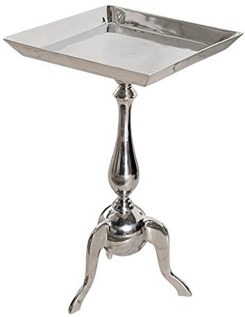 invicta INTERIOR Stylischer Design Tablett Tisch Trayful 55cm Beistelltisch Aluminium silberfarbig Wohnzimmertisch