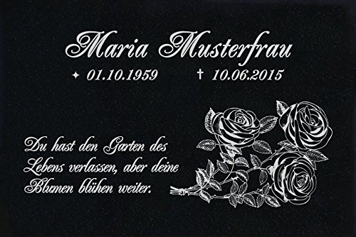 LaserArt24 Granit Grabstein, Grabplatte oder Grabschmuck mit dem Motiv Grabstein-ag31 und Ihrem Text/Daten