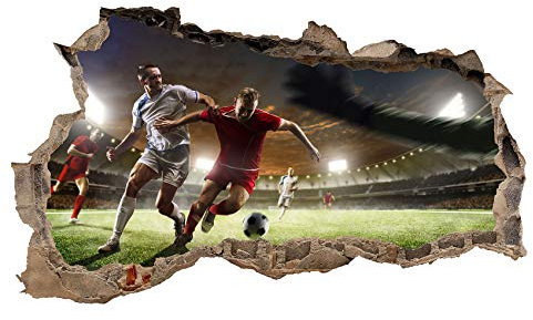 3D Wandtattoo Mauerloch Wandsticker Wandaufkleber Durchbruch Fußball selbstklebend H 60 x B 100 Schlafzimmer Wohnzimmer (WL30)