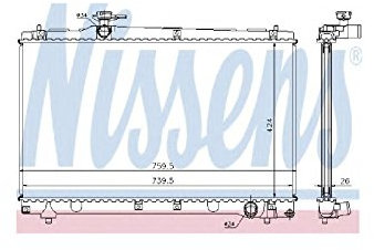 NISSENS Kühler Motorkühlung Kühler Wasserkühler Motorkühler Netzbreite 740mm Netzlänge 425mm Netztiefe 26mm 64670A