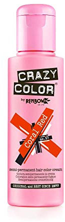 Crazy Color Semi-Permanent Colour Hair Dye 100ml (Coral Red)