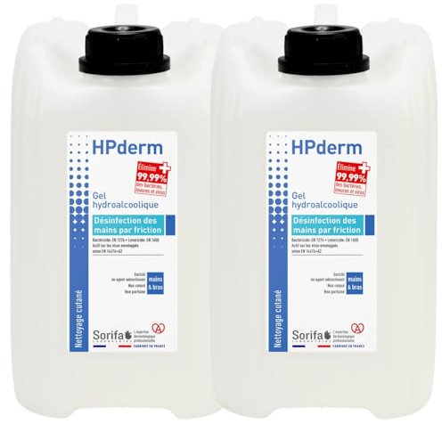 Lot de 2HPderm Gel hydroalcoolique pour la désinfection des mains - Bidon économique 5 Litres