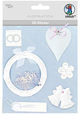 Ursus 56420051 - 3D Sticker Hochzeit, bestehend aus mehreren Ebenen, aus verschiedenen hochwertigen Materialien, selbstklebend, ideal zum Verzieren von Grußkarten und Geschenken, Motiv 51