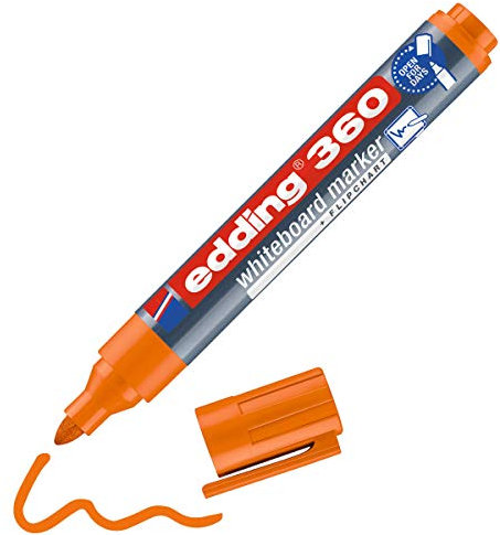 edding 360 Whiteboardmarker - orange - 1 Whiteboard Stift - Rundspitze 1,5-3 mm - Boardmarker abwischbar - für Whiteboard, Flipchart, Magnettafel, Pinnwand, Memoboard - Sketchnotes