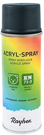 Rayher Hobby 34145572 Acryl-Spray, Acryllack, seidenmatt, Sprühlack für innen und außen, hohe Deckkraft, umweltbewusst spraylackieren, 200 ml (1er Pack), anthrazit