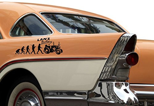 blattwerk-design Evolution Traktor 15, KFZ-Aufkleber, Ackerschlepper, Verschiedene Größen und Farben (M070 Schwarz, 300 mm x 110 mm)